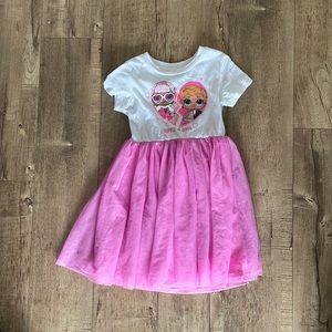 Lol size S 6-6X girls/ kids pink and white dress